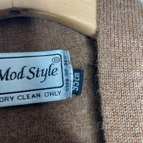 Woolmark Mens Vintage Mod Style Sweater Vest Camel GrandpaCore - Picture 3 of 8